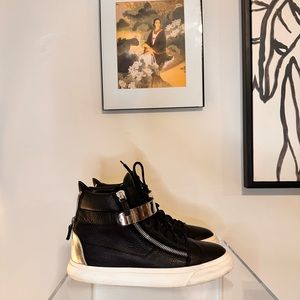 Giuseppe Zanotti Men’s Black Leather Coby High TopSneakers Made In Italy